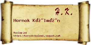 Hornok Kálmán névjegykártya